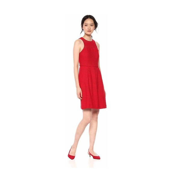 Trina Trina Turk Women's Keon Fit and Flare Dress, Ruby Rose, 4 - Picture 1 of 2